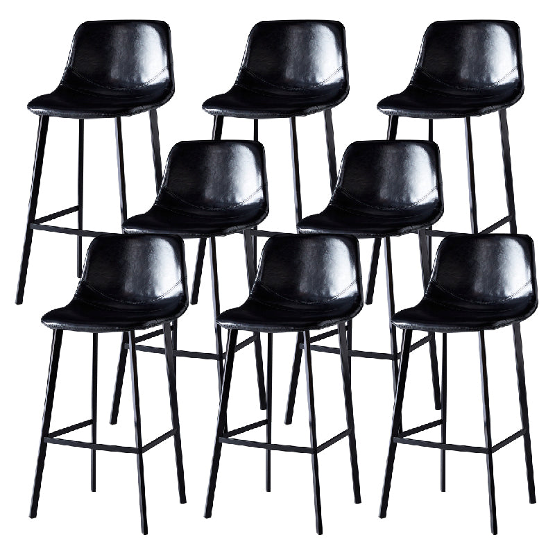 Contemporary Counter Stool Faux Leather Living Room Bar Stool with  Metal Legs