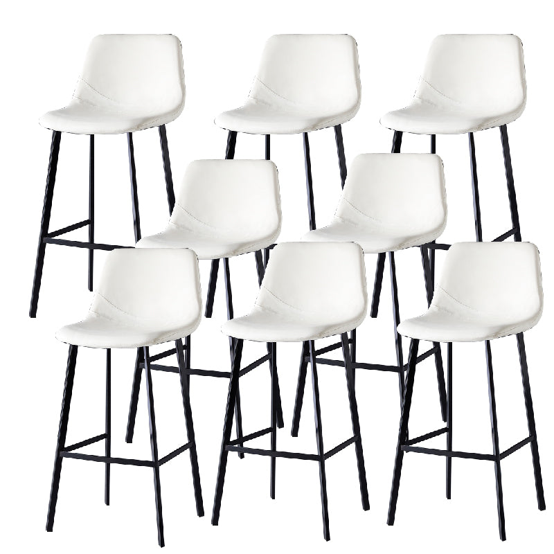 Contemporary Counter Stool Faux Leather Living Room Bar Stool with  Metal Legs