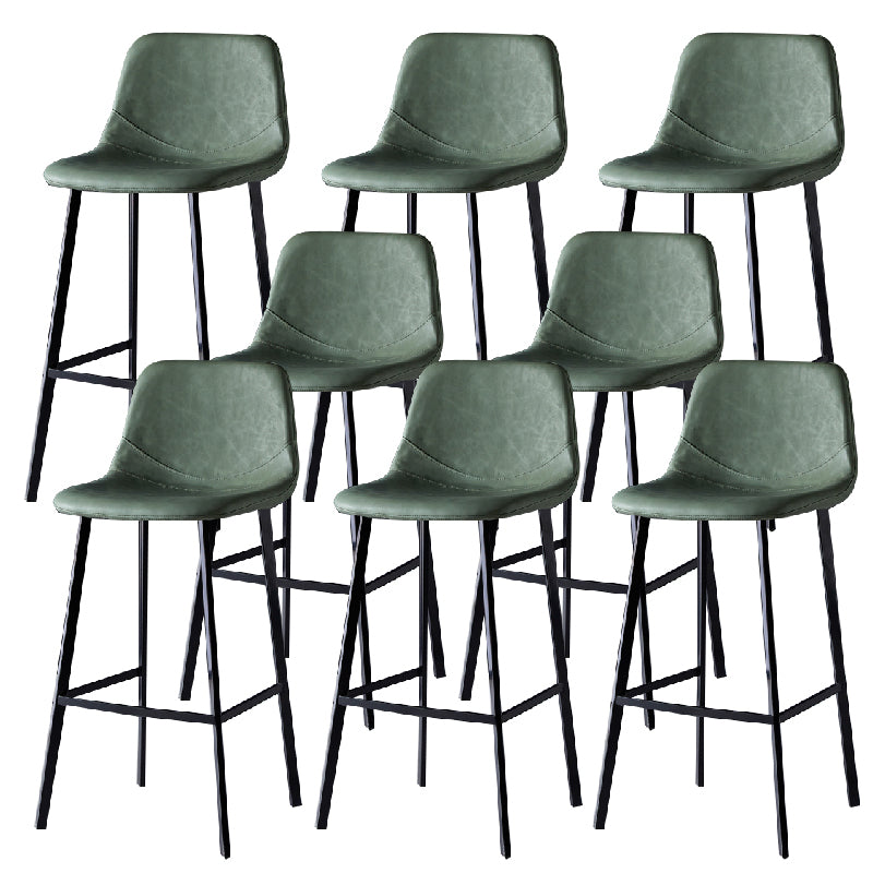 Contemporary Counter Stool Faux Leather Living Room Bar Stool with  Metal Legs