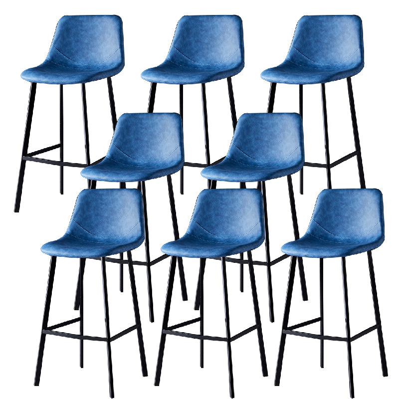 Contemporary Counter Stool Faux Leather Living Room Bar Stool with  Metal Legs