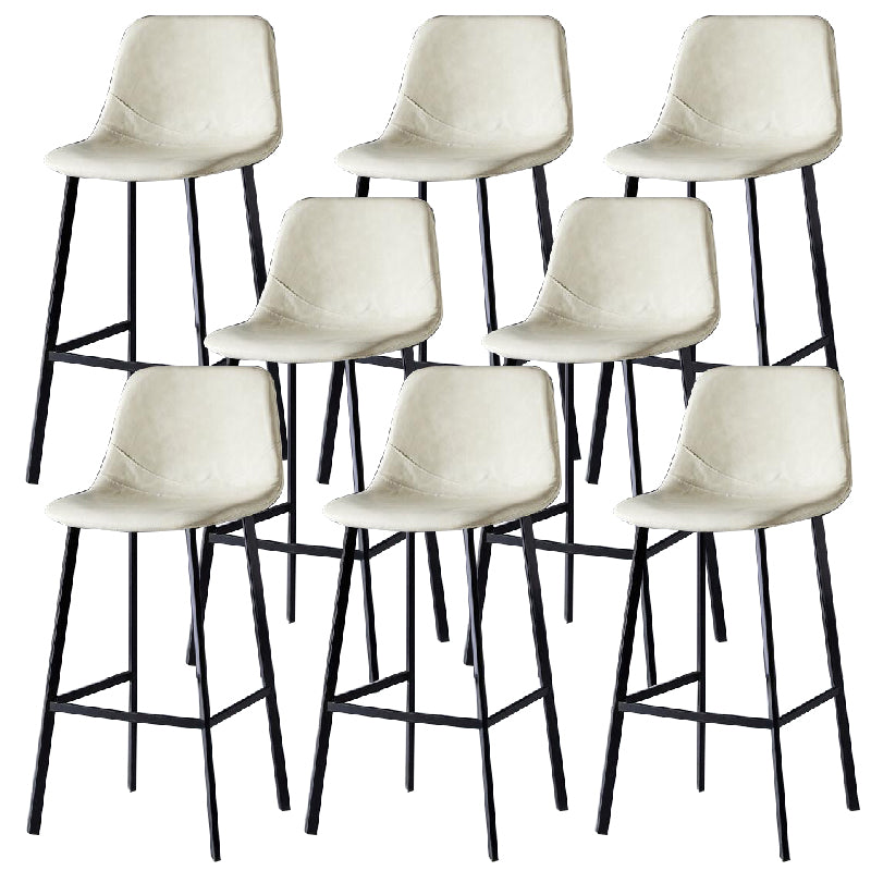 Contemporary Counter Stool Faux Leather Living Room Bar Stool with  Metal Legs