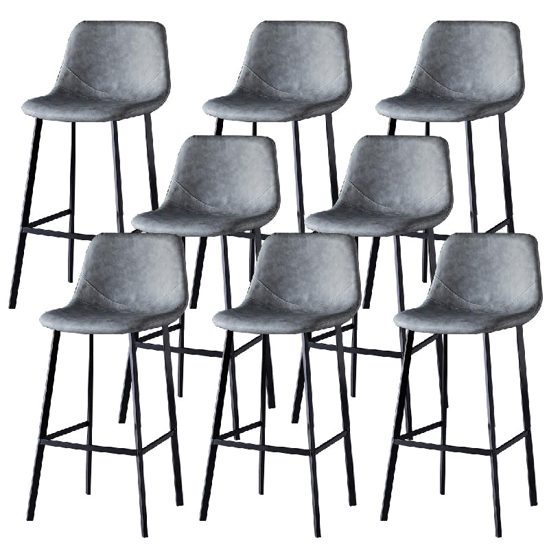 Contemporary Counter Stool Faux Leather Living Room Bar Stool with  Metal Legs