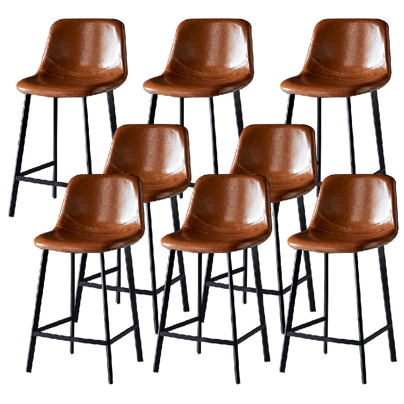 Contemporary Counter Stool Faux Leather Living Room Bar Stool with  Metal Legs