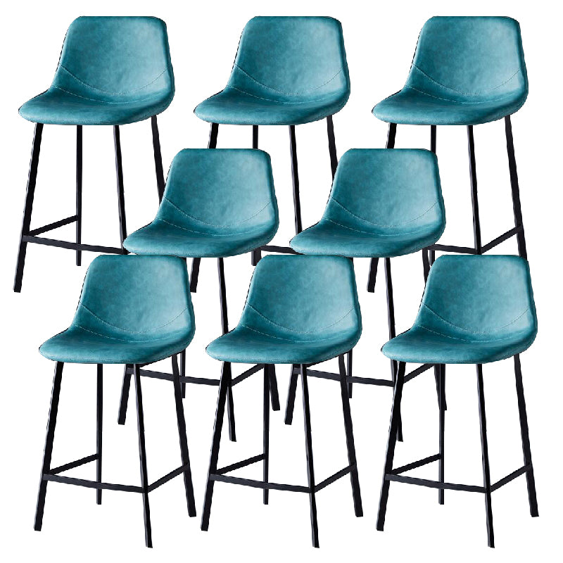 Contemporary Counter Stool Faux Leather Living Room Bar Stool with  Metal Legs