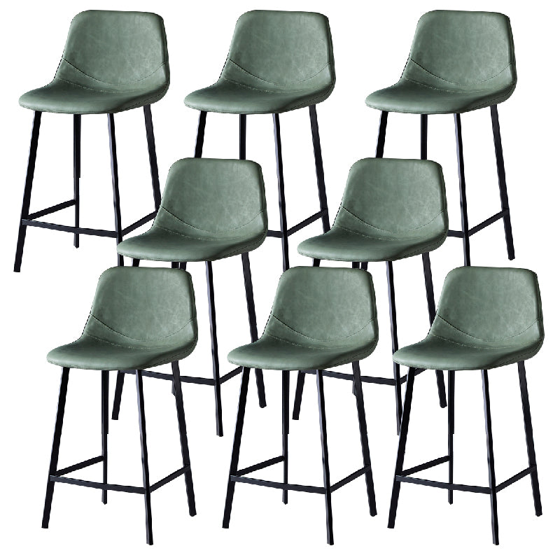 Contemporary Counter Stool Faux Leather Living Room Bar Stool with  Metal Legs