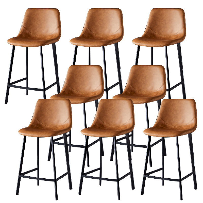 Contemporary Counter Stool Faux Leather Living Room Bar Stool with  Metal Legs