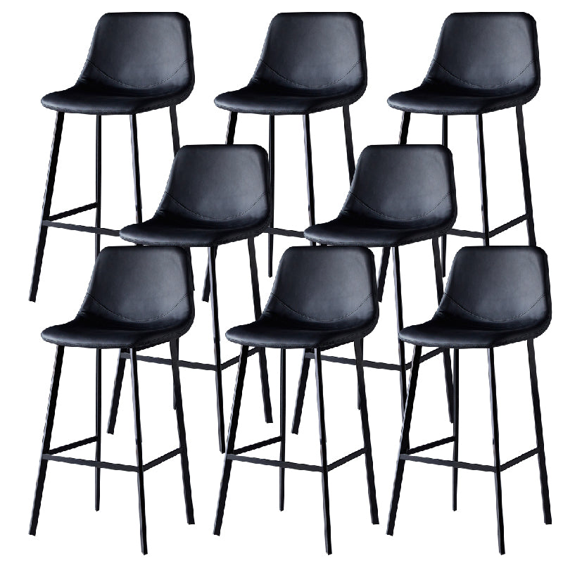 Contemporary Counter Stool Faux Leather Living Room Bar Stool with  Metal Legs