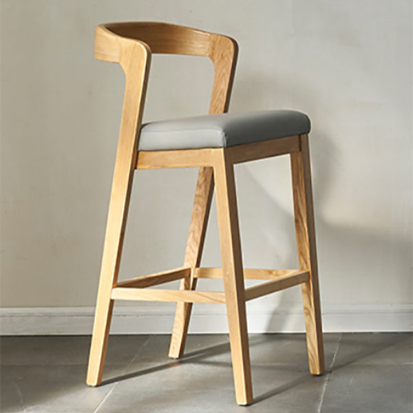 Contemporary Wooden Bar Stool Low Back Counter Footrest Stool