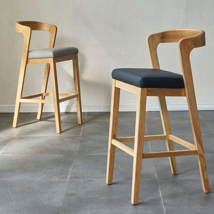 Contemporary Wooden Bar Stool Low Back Counter Footrest Stool