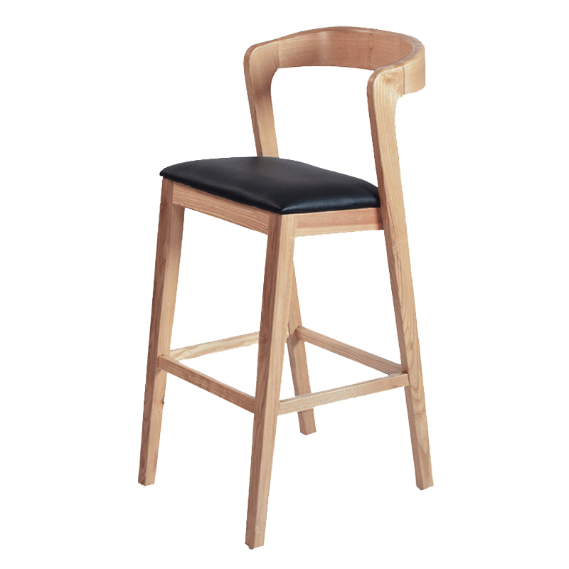 Contemporary Wooden Bar Stool Low Back Counter Footrest Stool