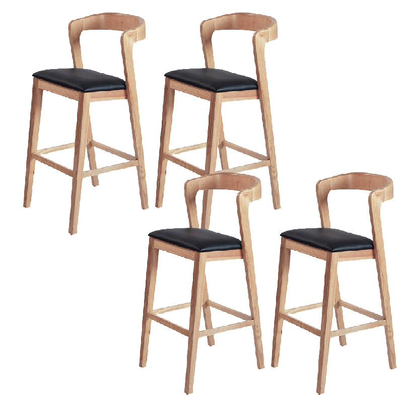 Contemporary Wooden Bar Stool Low Back Counter Footrest Stool