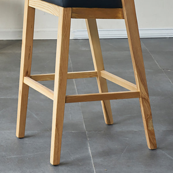 Contemporary Wooden Bar Stool Low Back Counter Footrest Stool