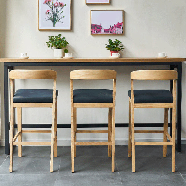 Contemporary Wooden Bar Stool Low Back Counter Footrest Stool