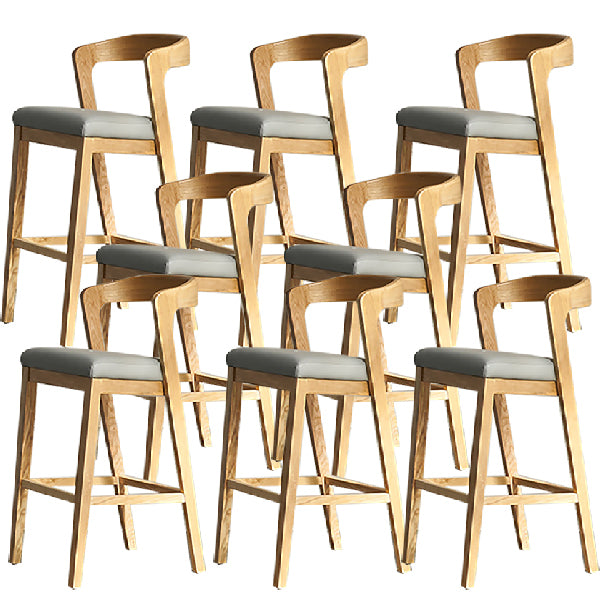 Contemporary Wooden Bar Stool Low Back Counter Footrest Stool