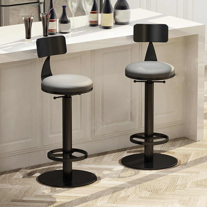 Industrial Backrest Armless Counter Stool Adjustable Bar Stool with Metal Base
