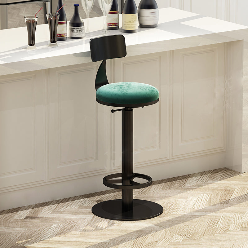 Industrial Backrest Armless Counter Stool Adjustable Bar Stool with Metal Base