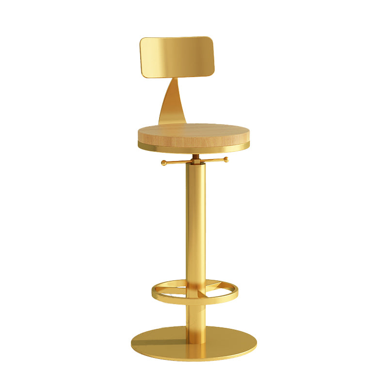 Industrial Backrest Armless Counter Stool Adjustable Bar Stool with Metal Base