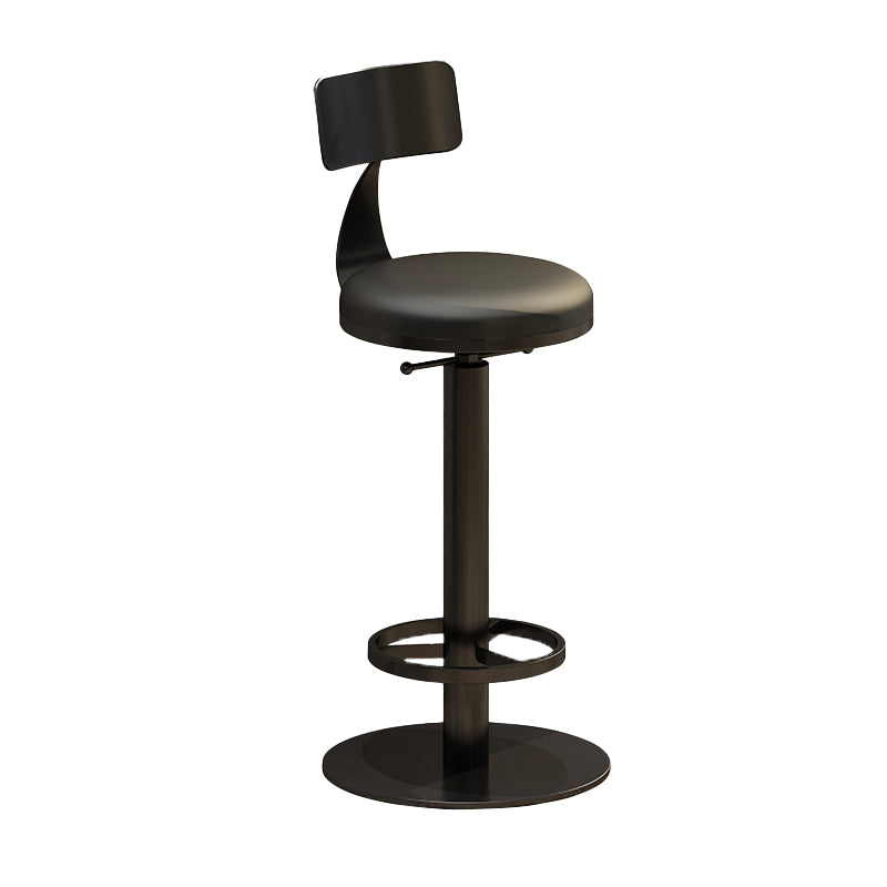 Industrial Backrest Armless Counter Stool Adjustable Bar Stool with Metal Base