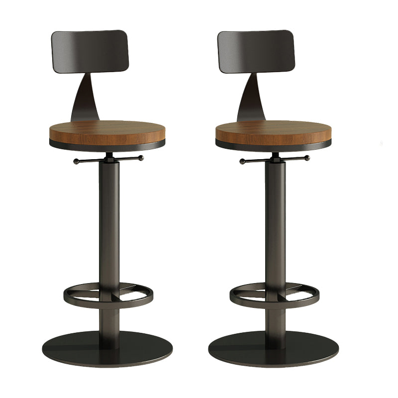 Industrial Backrest Armless Counter Stool Adjustable Bar Stool with Metal Base