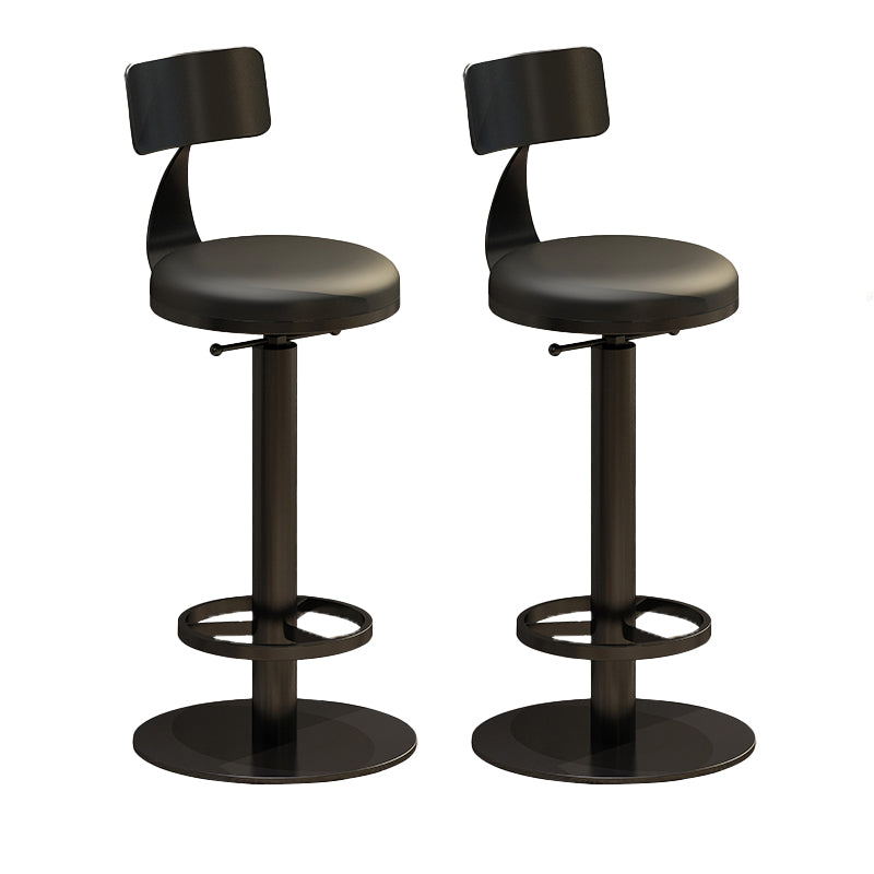 Industrial Backrest Armless Counter Stool Adjustable Bar Stool with Metal Base