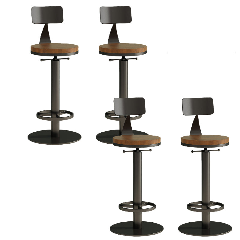 Industrial Backrest Armless Counter Stool Adjustable Bar Stool with Metal Base