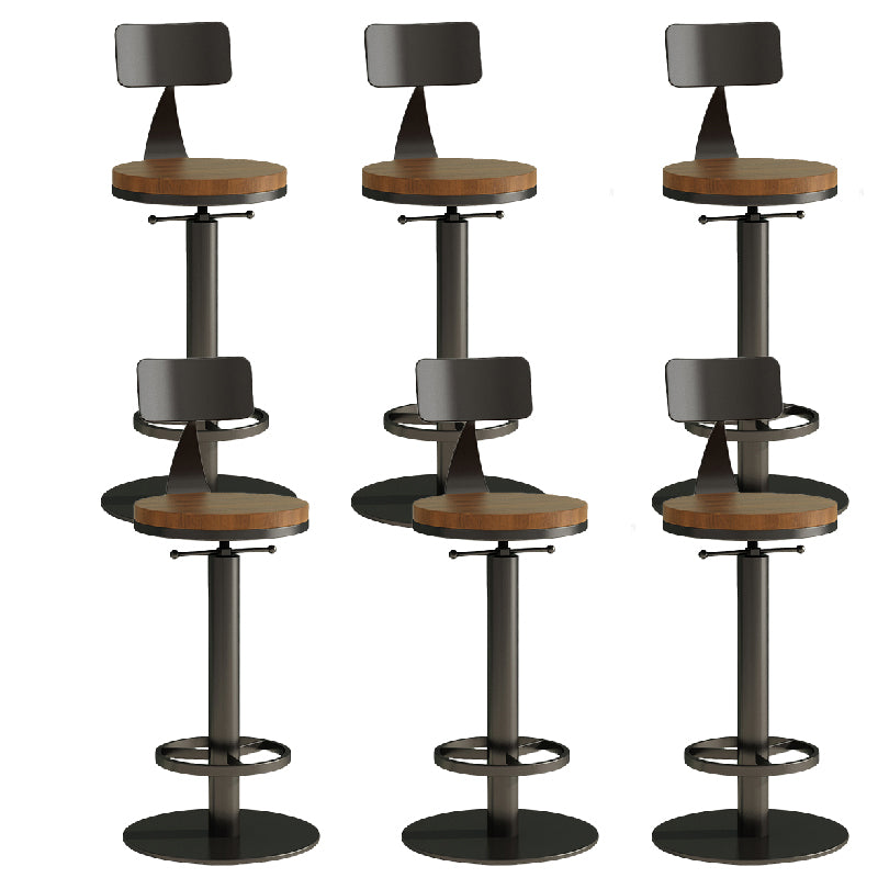 Industrial Backrest Armless Counter Stool Adjustable Bar Stool with Metal Base