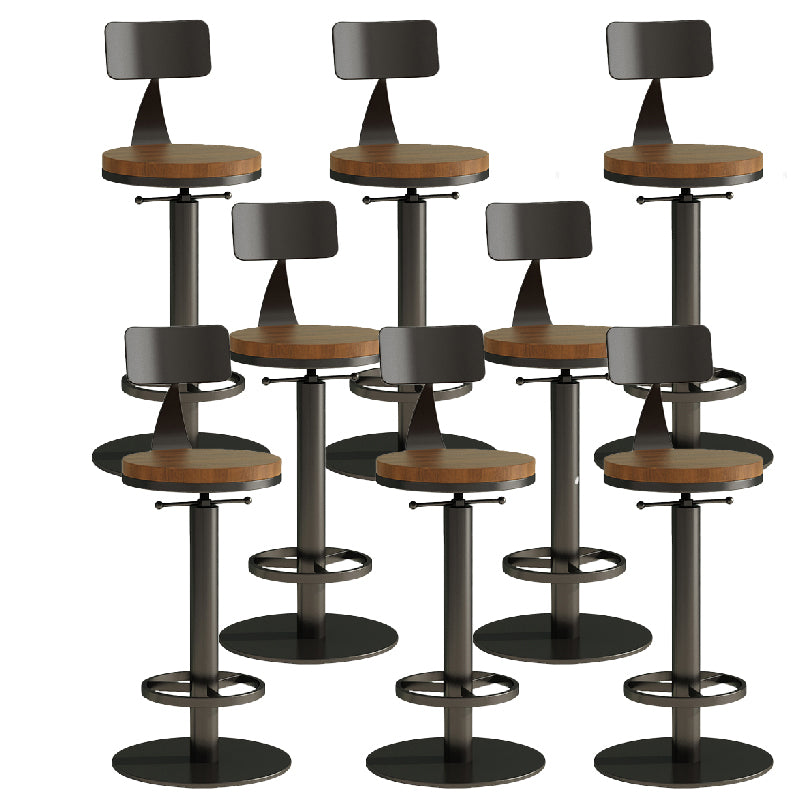 Industrial Backrest Armless Counter Stool Adjustable Bar Stool with Metal Base