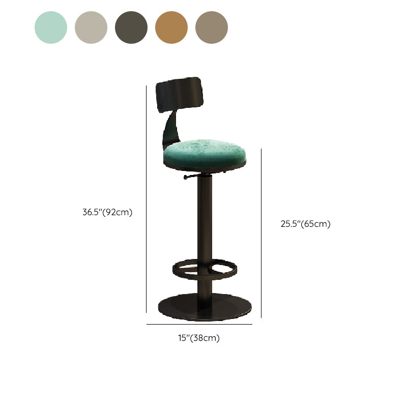 Industrial Backrest Armless Counter Stool Adjustable Bar Stool with Metal Base