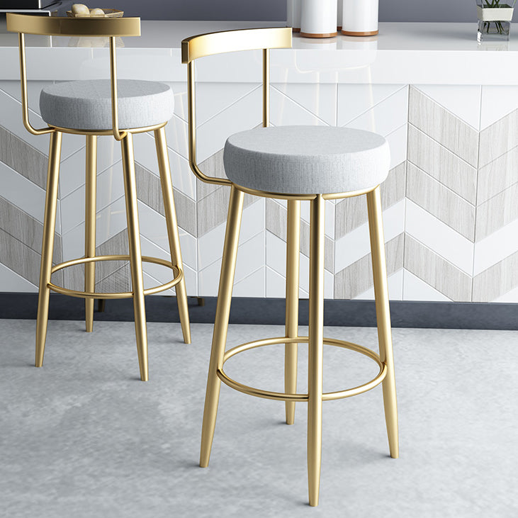 Glam Style Counter Stool Upholstered Living Room Bar Stool with  Metal Legs