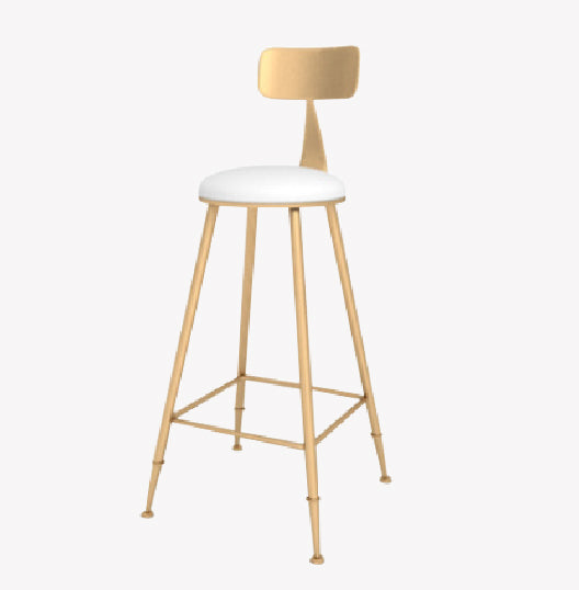 Glam Style Counter Stool Upholstered Living Room Bar Stool with  Metal Legs