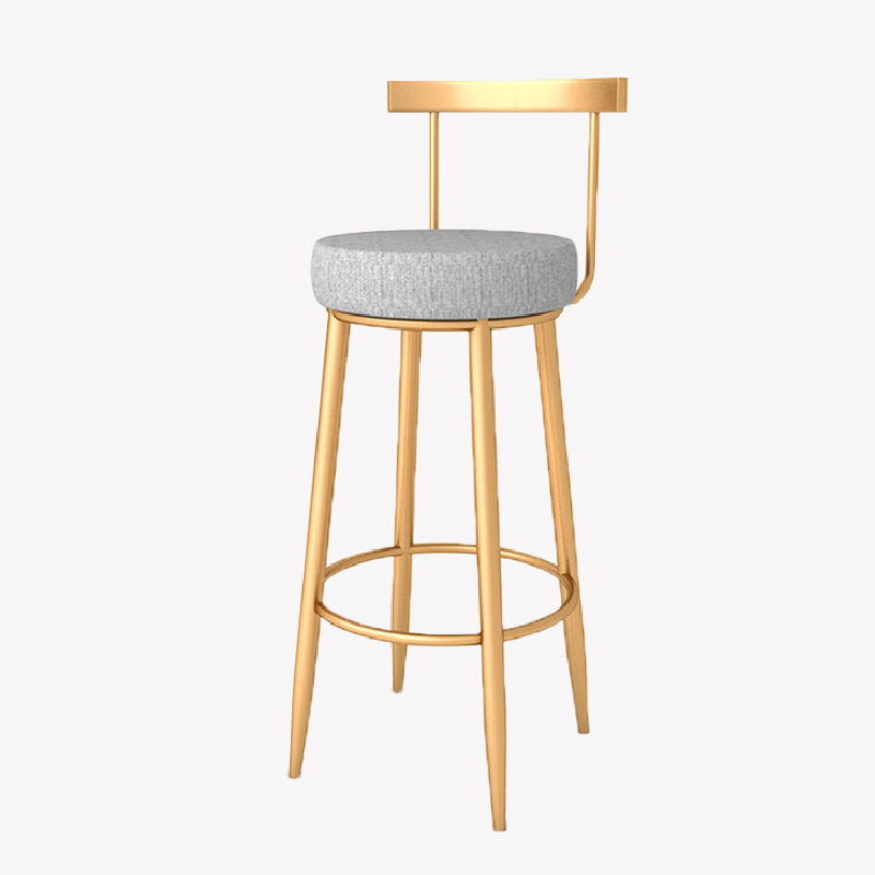 Glam Style Counter Stool Upholstered Living Room Bar Stool with  Metal Legs