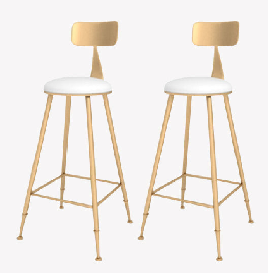 Glam Style Counter Stool Upholstered Living Room Bar Stool with  Metal Legs