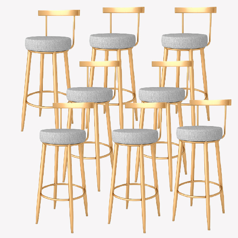 Glam Style Counter Stool Upholstered Living Room Bar Stool with  Metal Legs