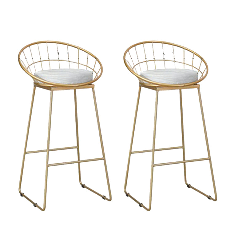 Glam Style Upholstered Counter Stool Round Armless Bar Stool with Metal Legs