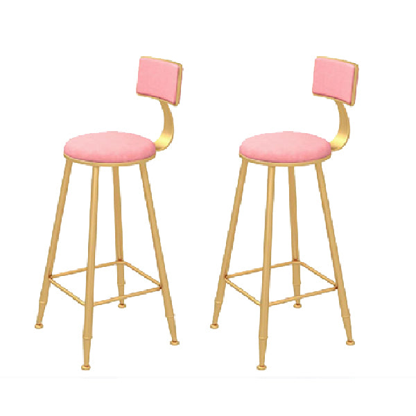 Glam Style Upholstered Counter Stool Round Armless Bar Stool with Metal Legs
