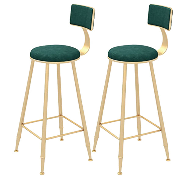 Glam Style Upholstered Counter Stool Round Armless Bar Stool with Metal Legs