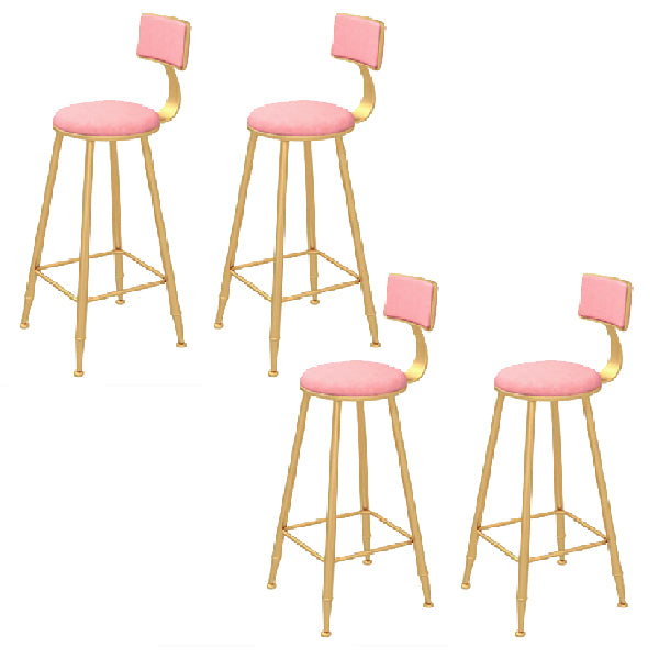 Glam Style Upholstered Counter Stool Round Armless Bar Stool with Metal Legs