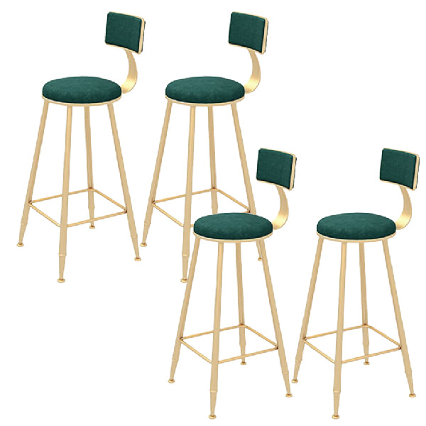 Glam Style Upholstered Counter Stool Round Armless Bar Stool with Metal Legs