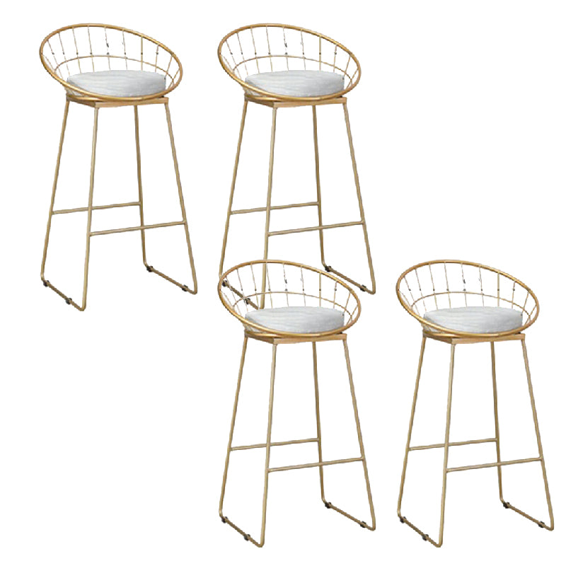 Glam Style Upholstered Counter Stool Round Armless Bar Stool with Metal Legs