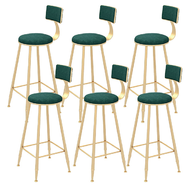 Glam Style Upholstered Counter Stool Round Armless Bar Stool with Metal Legs