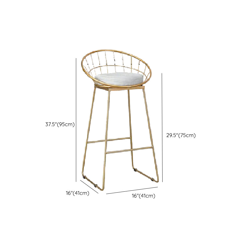 Glam Style Upholstered Counter Stool Round Armless Bar Stool with Metal Legs