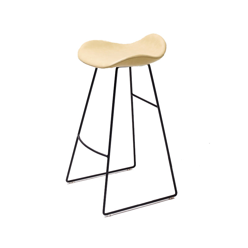 Modern Backrest Armless Counter Stool Upholstered Bar Stool with Metal Base