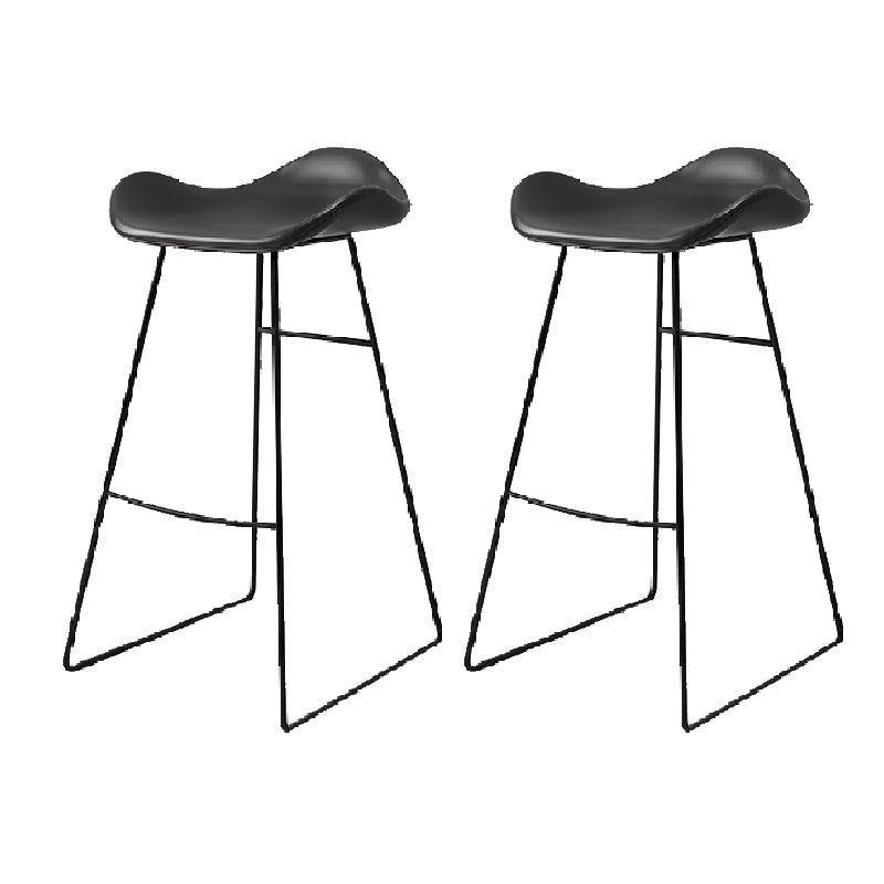 Modern Backrest Armless Counter Stool Upholstered Bar Stool with Metal Base
