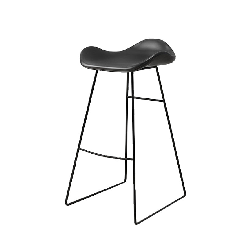 Modern Backrest Armless Counter Stool Upholstered Bar Stool with Metal Base