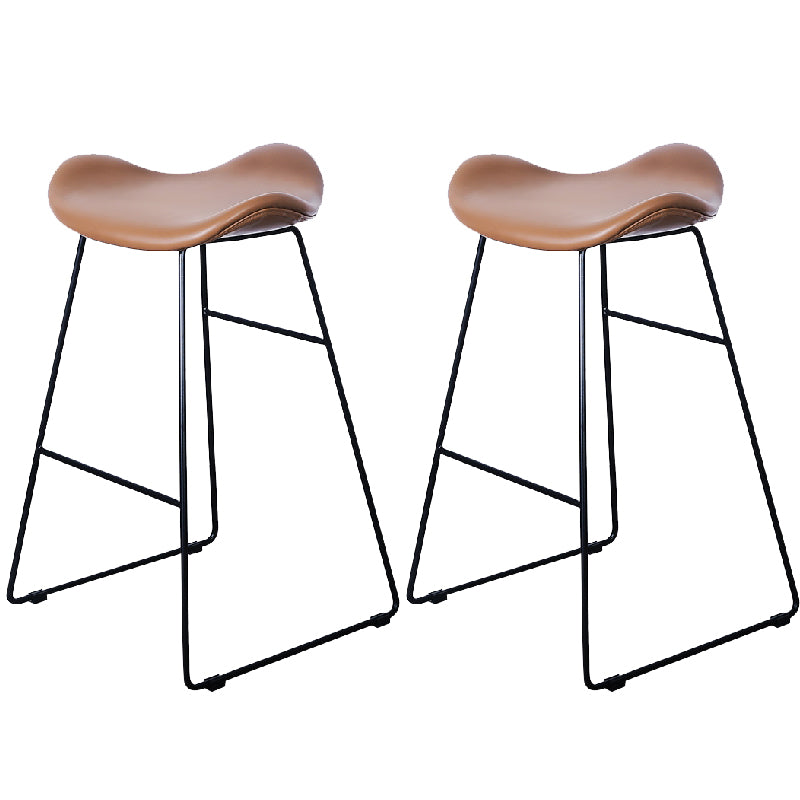 Modern Backrest Armless Counter Stool Upholstered Bar Stool with Metal Base