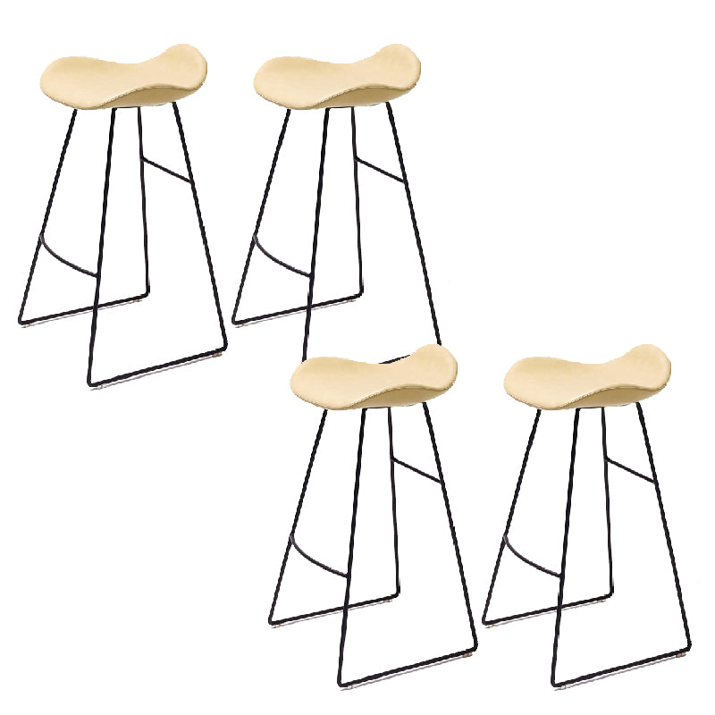 Modern Backrest Armless Counter Stool Upholstered Bar Stool with Metal Base