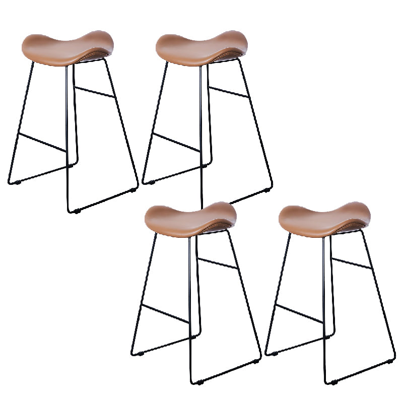 Modern Backrest Armless Counter Stool Upholstered Bar Stool with Metal Base