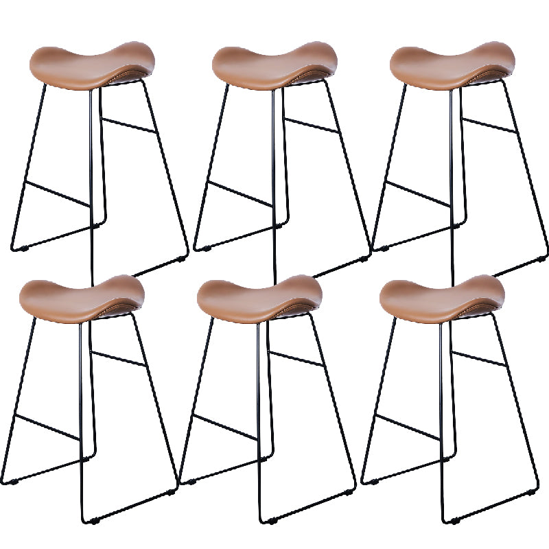 Modern Backrest Armless Counter Stool Upholstered Bar Stool with Metal Base
