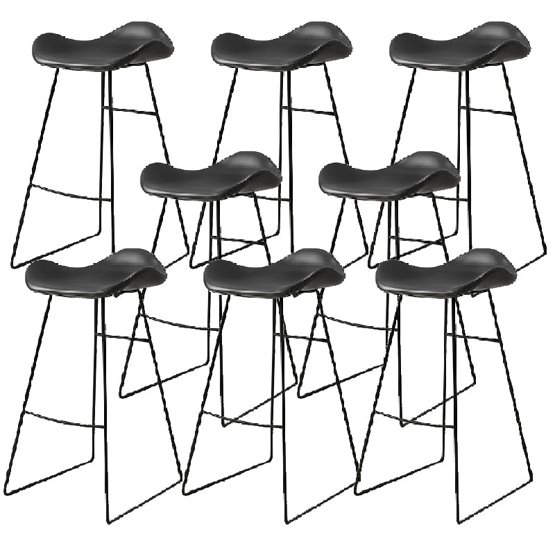 Modern Backrest Armless Counter Stool Upholstered Bar Stool with Metal Base