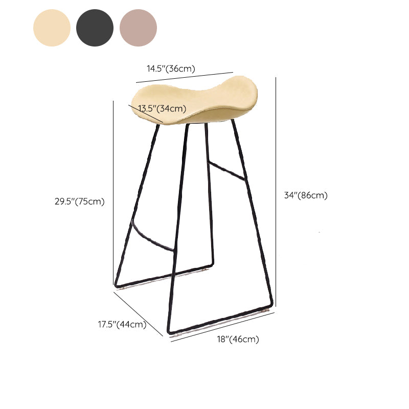 Modern Backrest Armless Counter Stool Upholstered Bar Stool with Metal Base